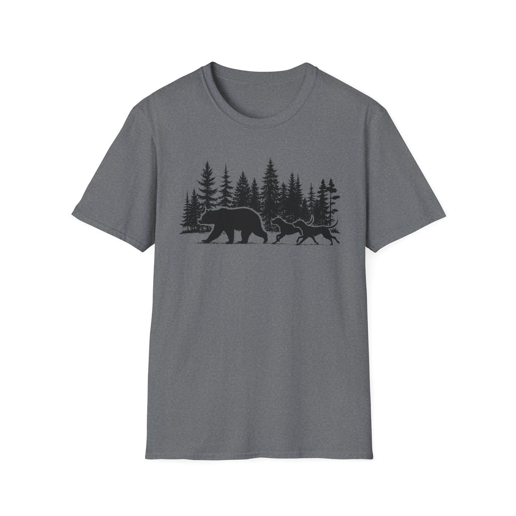 Bear and Dogs in Forest T-Shirt