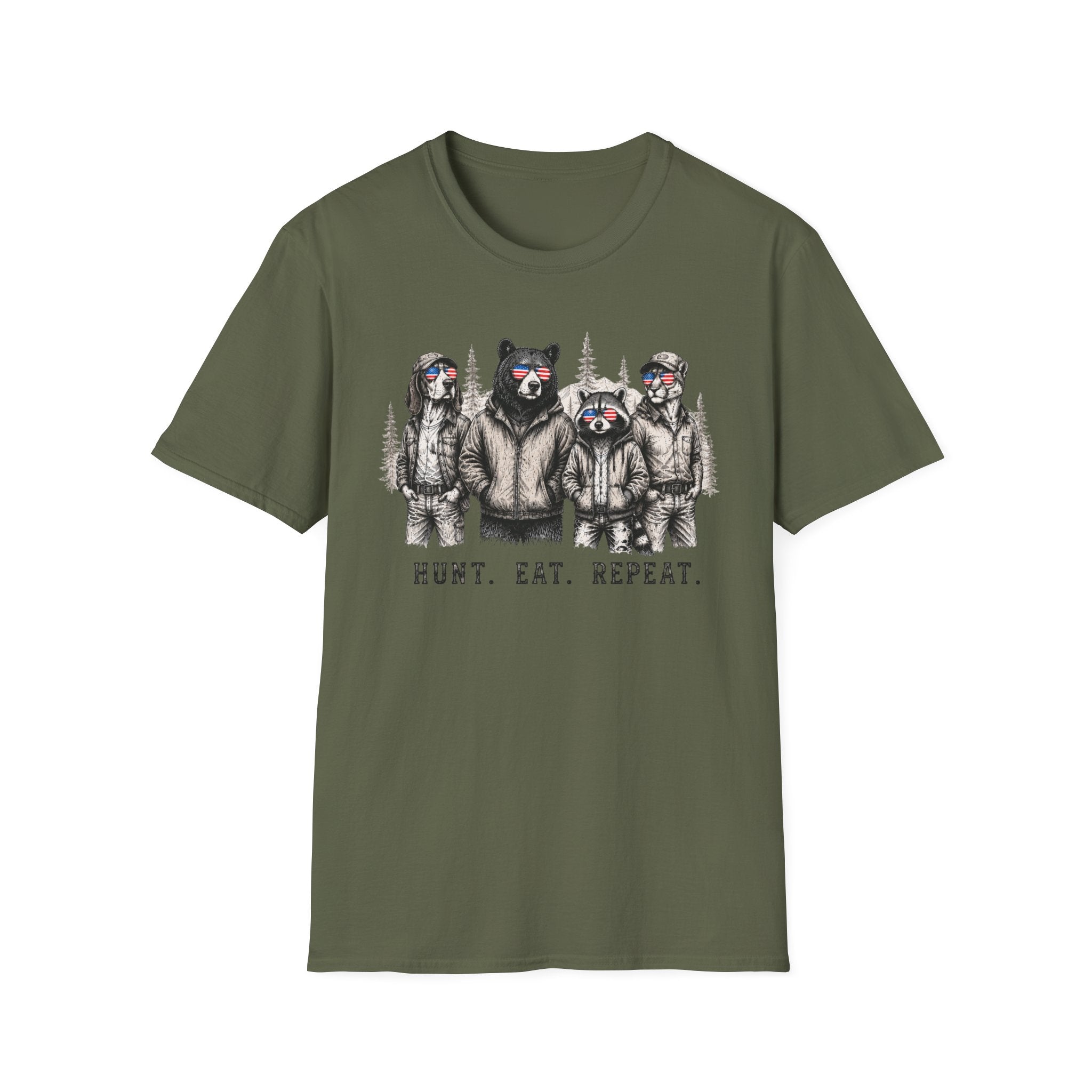 Americana Animals Hunt Eat Repeat T-Shirt
