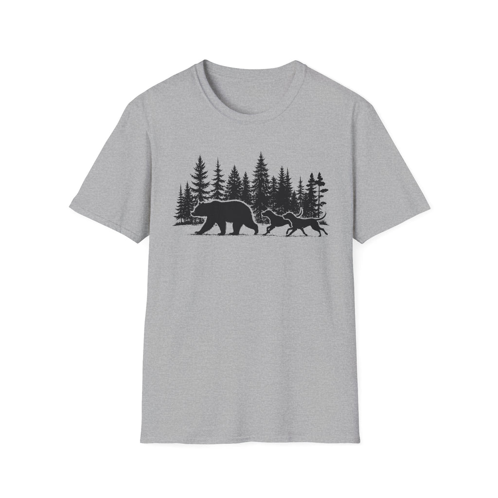 Bear and Dogs in Forest T-Shirt