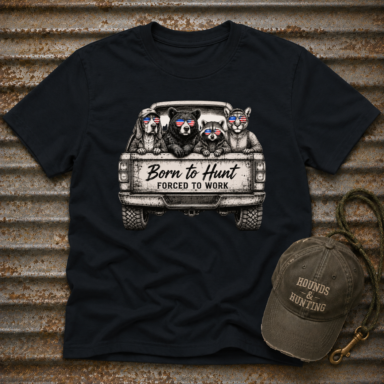 Americana Animals Born To Hunt 2 T-Shirt