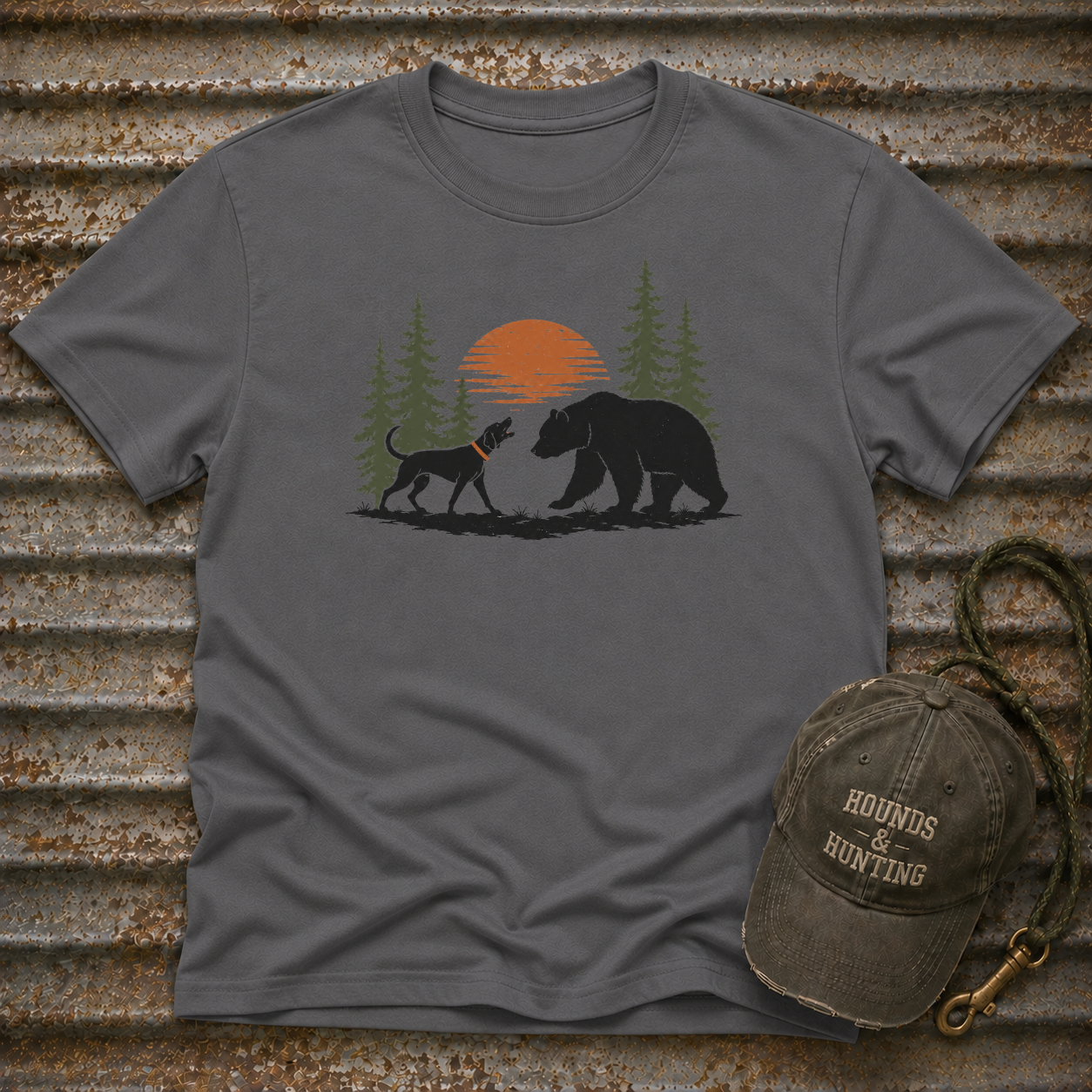 Dog Bear Trees Moon T-Shirt