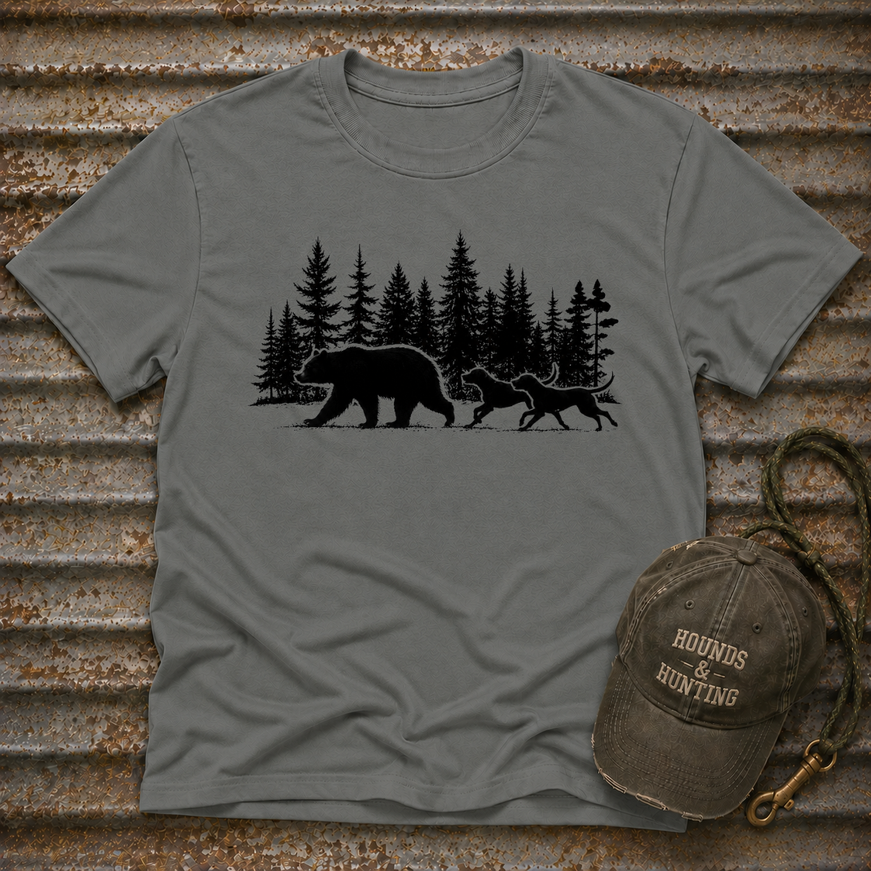Bear and Dogs in Forest T-Shirt