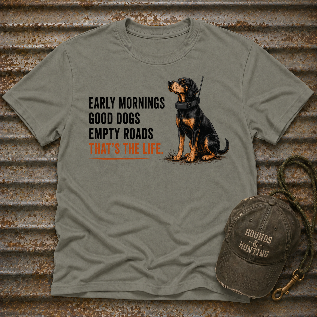 Early Mornings - Black and Tan T-Shirt