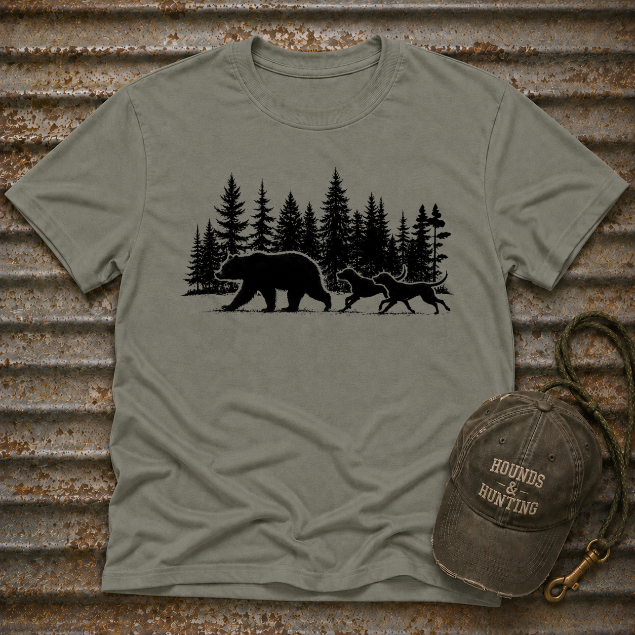 Bear and Dogs in Forest T-Shirt