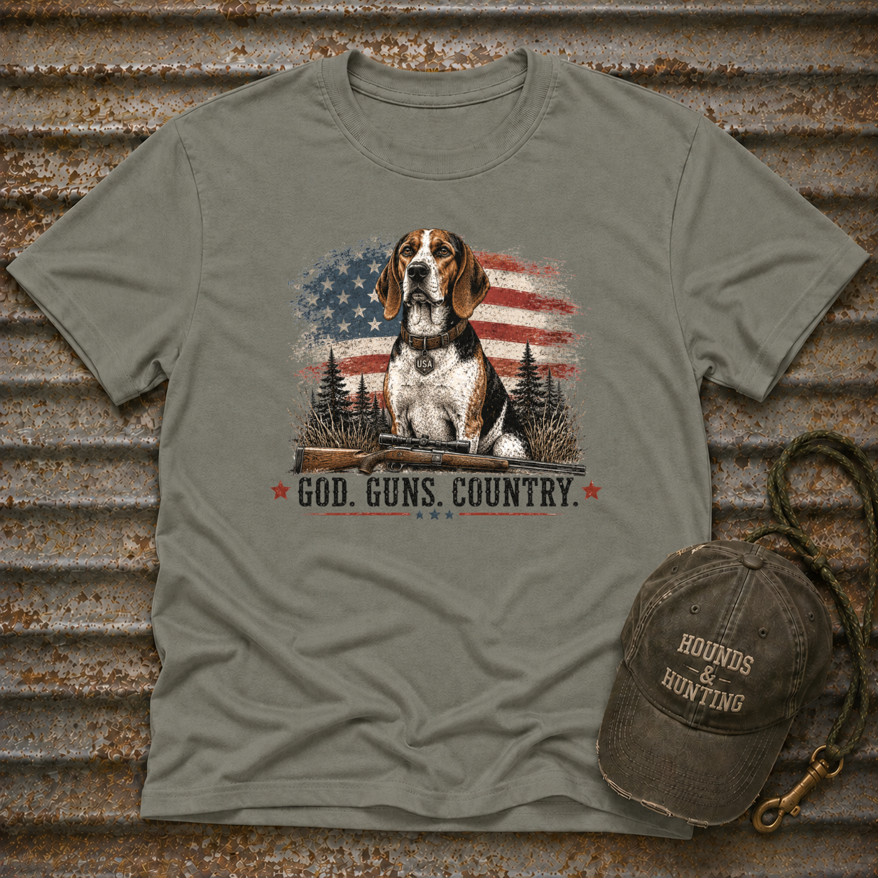 Hound God. Guns. Country T-Shirt