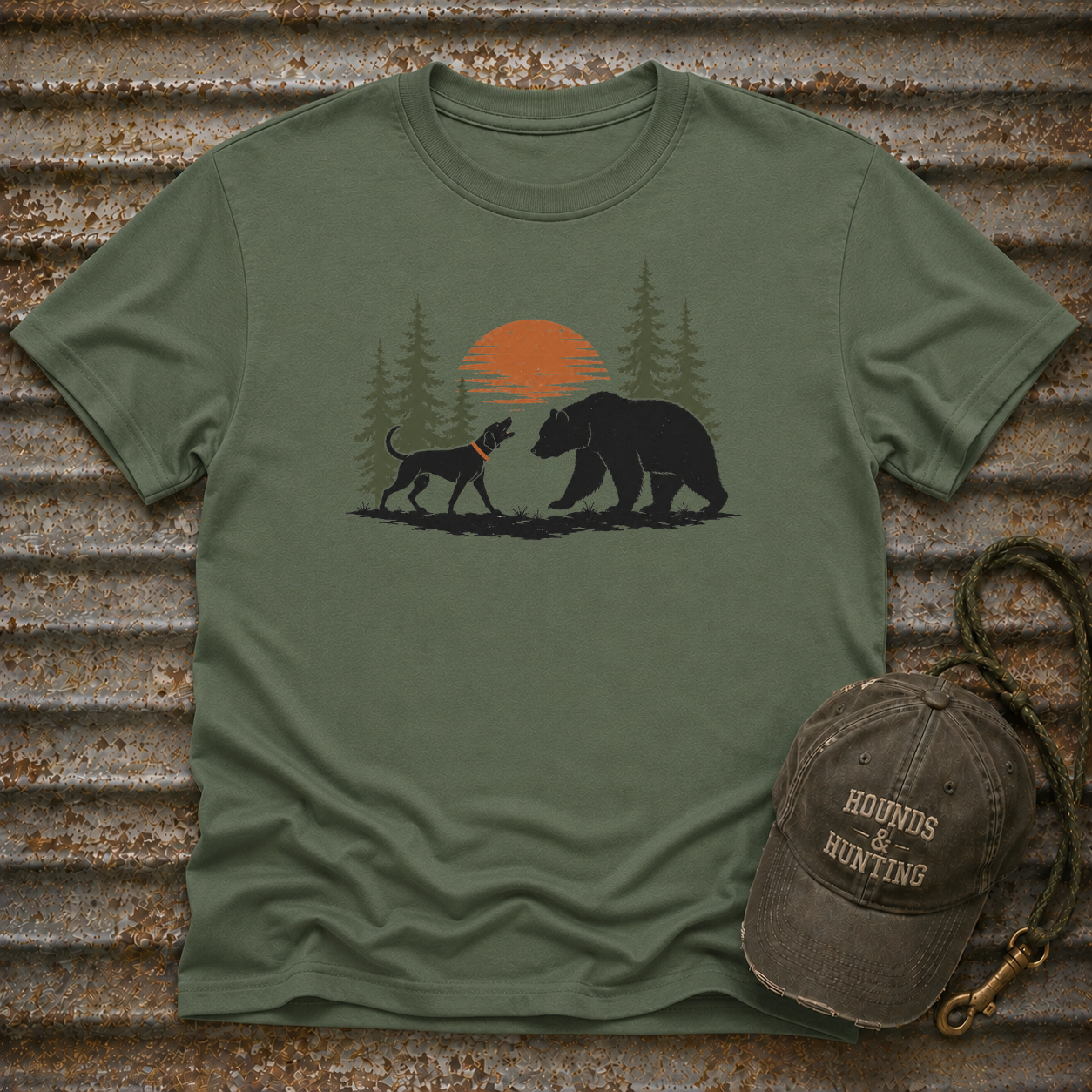 Dog Bear Trees Moon T-Shirt