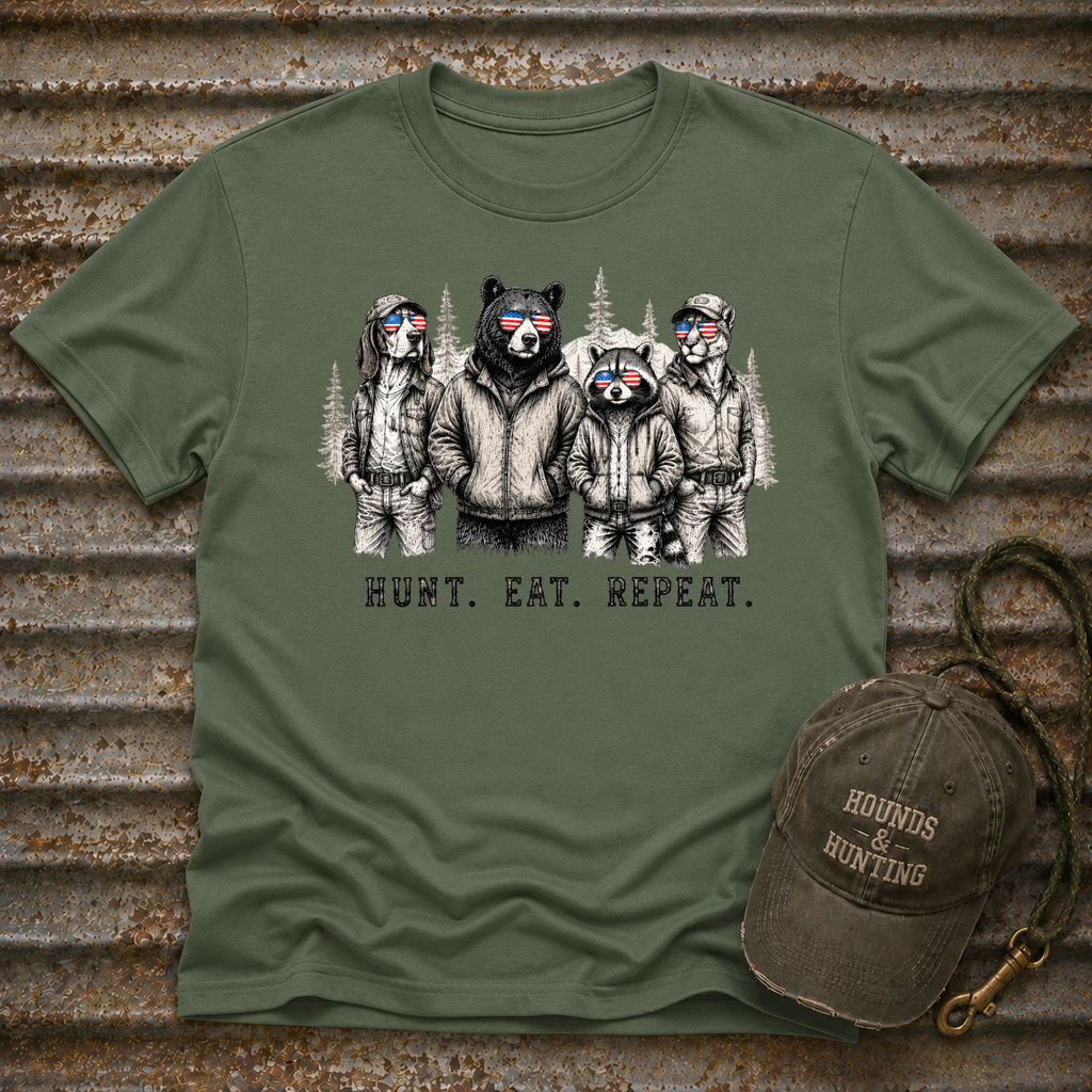 Americana Animals Hunt Eat Repeat T-Shirt