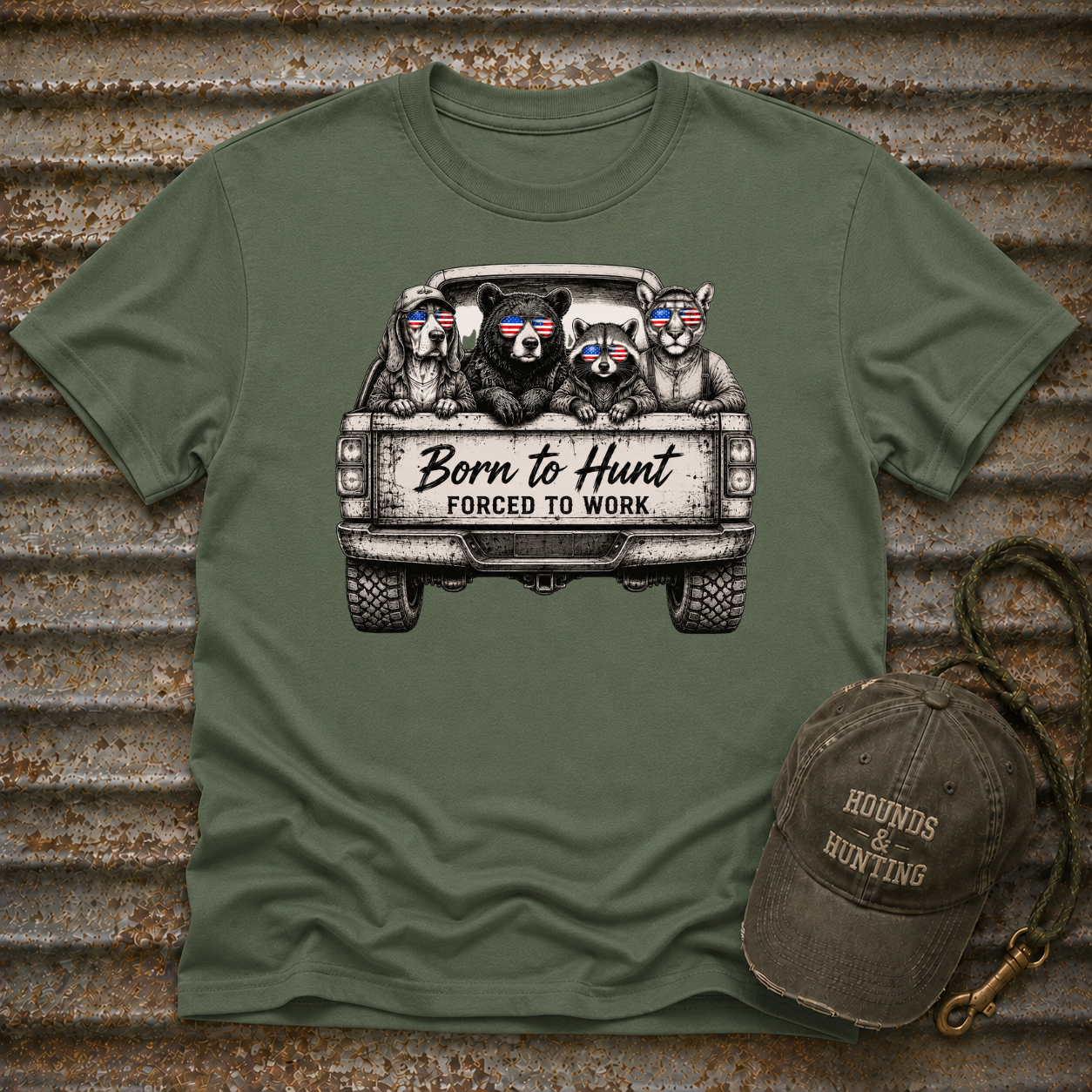 Americana Animals Born To Hunt 2 T-Shirt