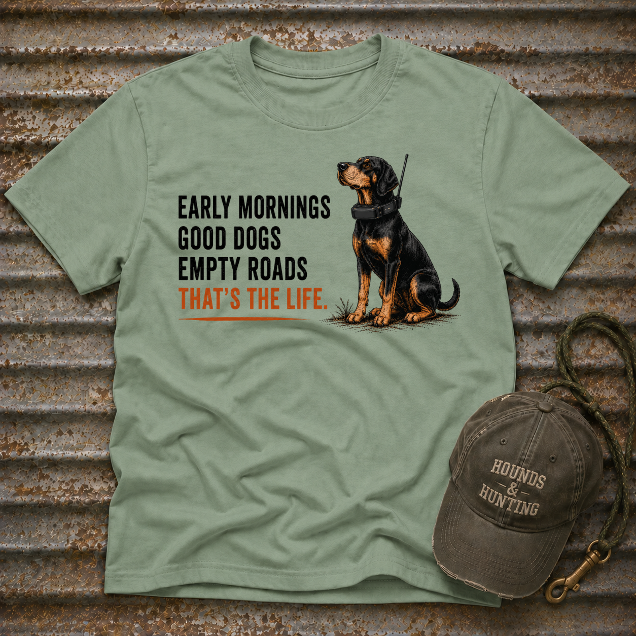 Early Mornings - Black and Tan T-Shirt