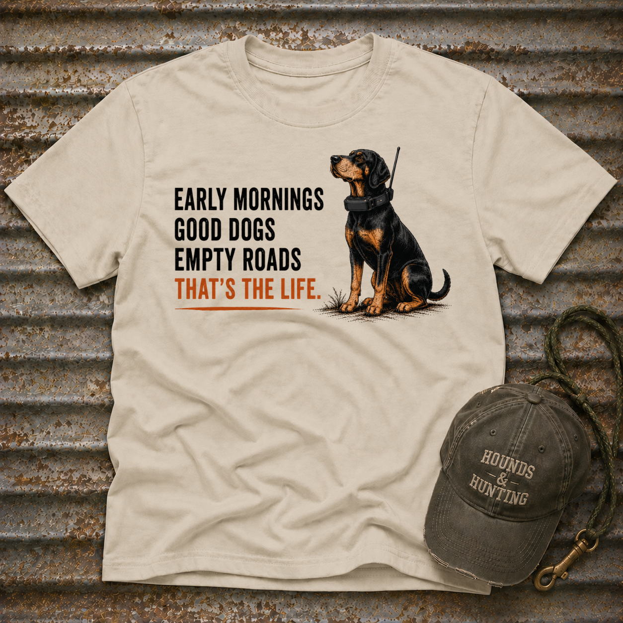 Early Mornings - Black and Tan T-Shirt