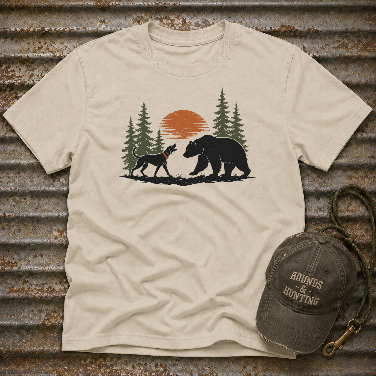 Dog Bear Trees Moon T-Shirt