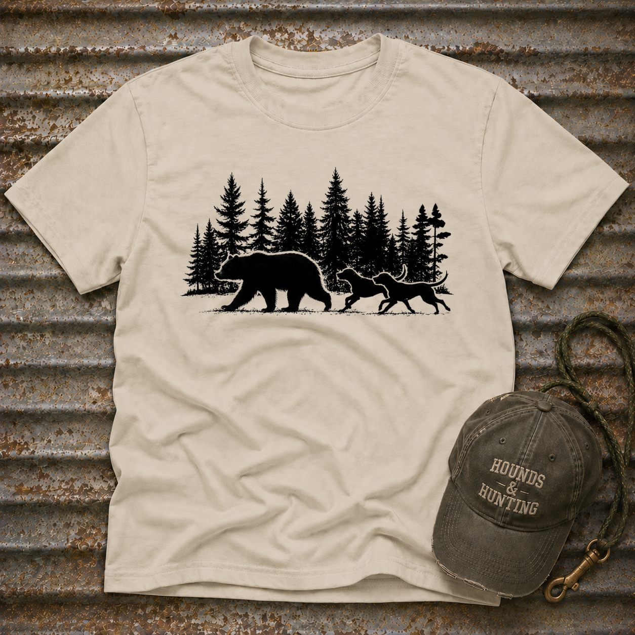 Bear and Dogs in Forest T-Shirt