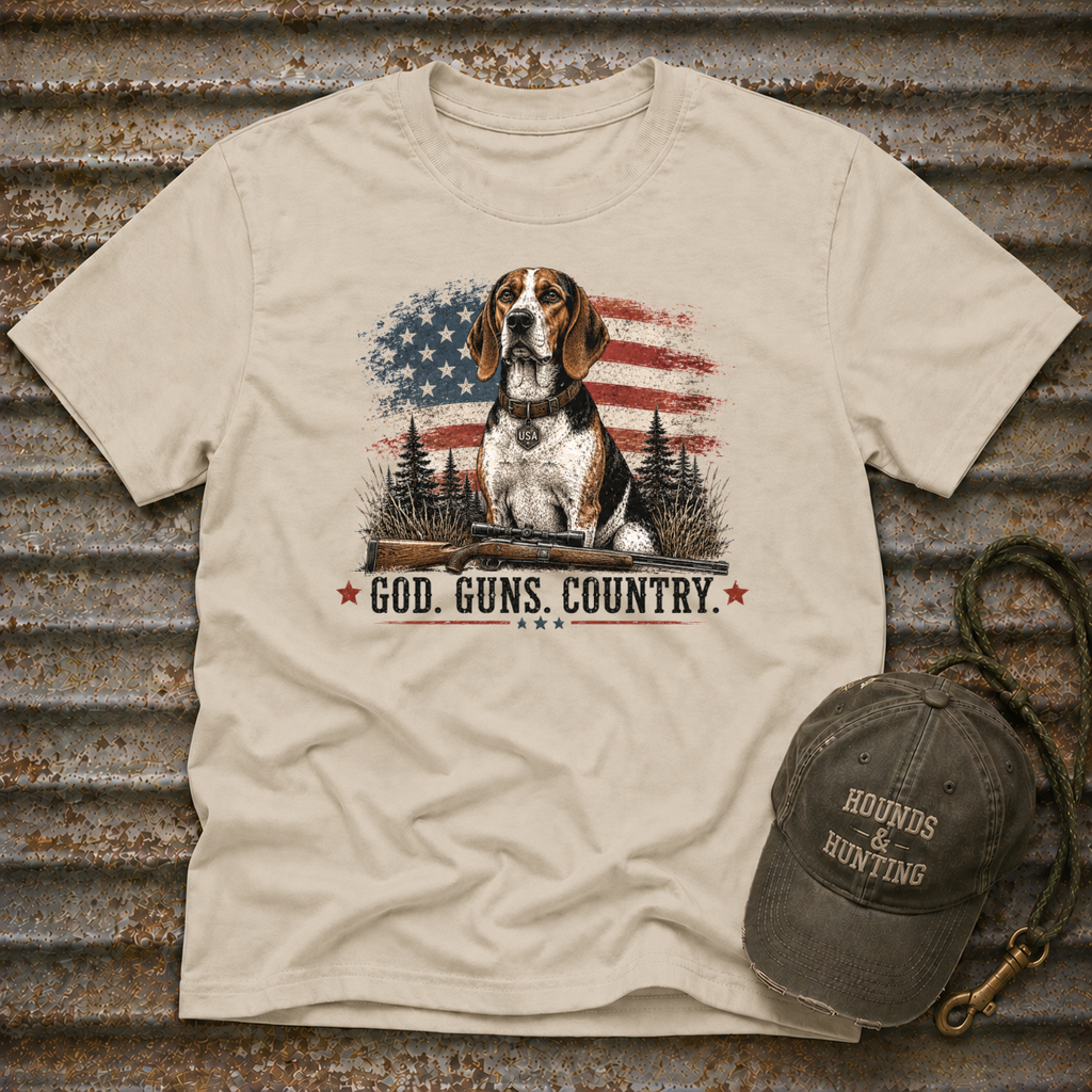 Hound God. Guns. Country T-Shirt