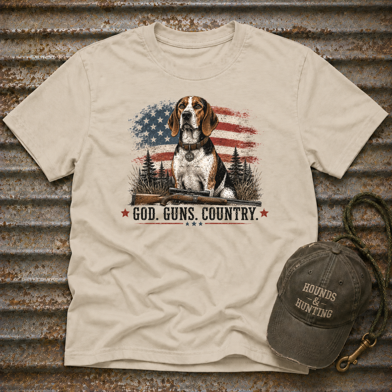 Hound God. Guns. Country T-Shirt