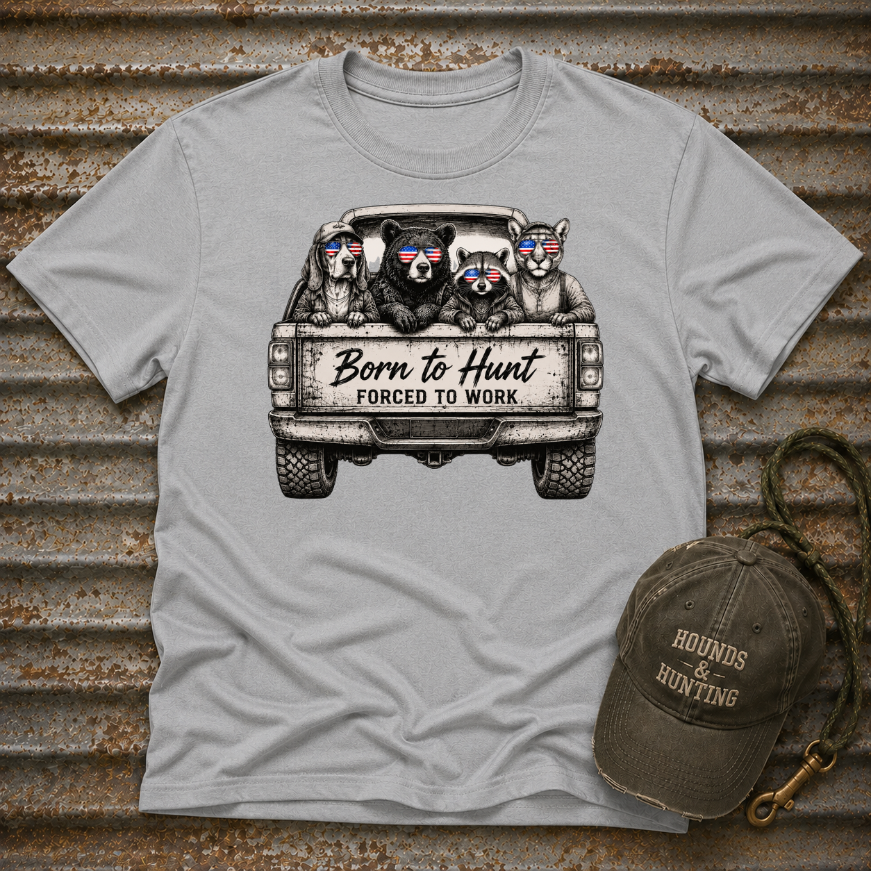Americana Animals Born To Hunt 2 T-Shirt