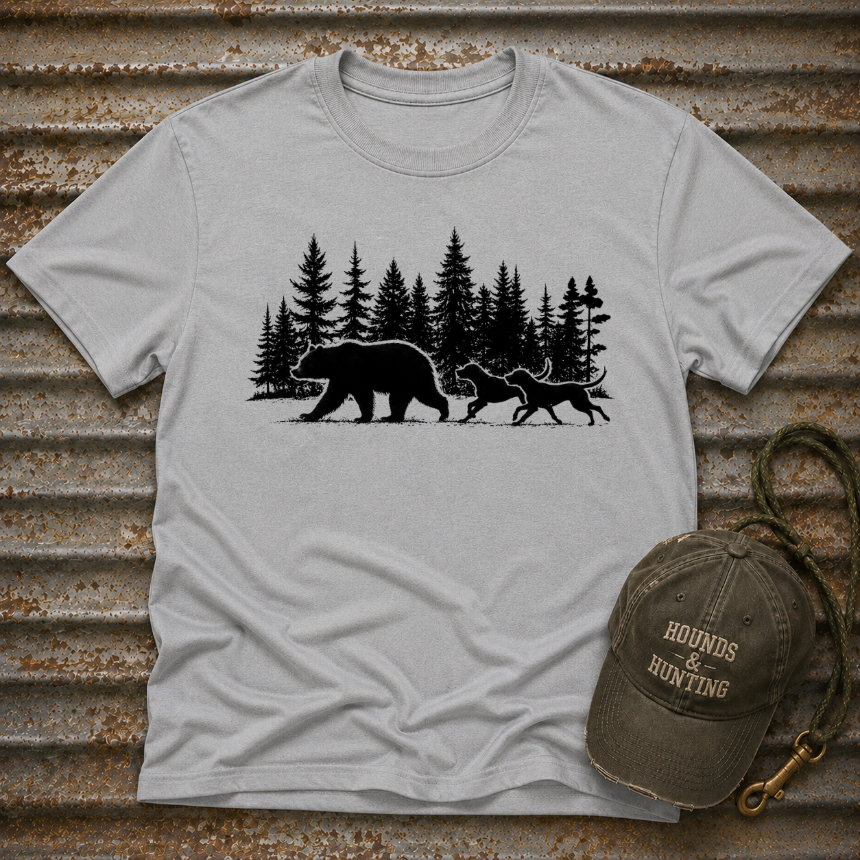 Bear and Dogs in Forest T-Shirt