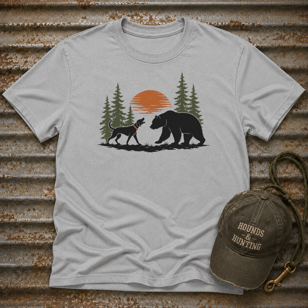 Dog Bear Trees Moon T-Shirt