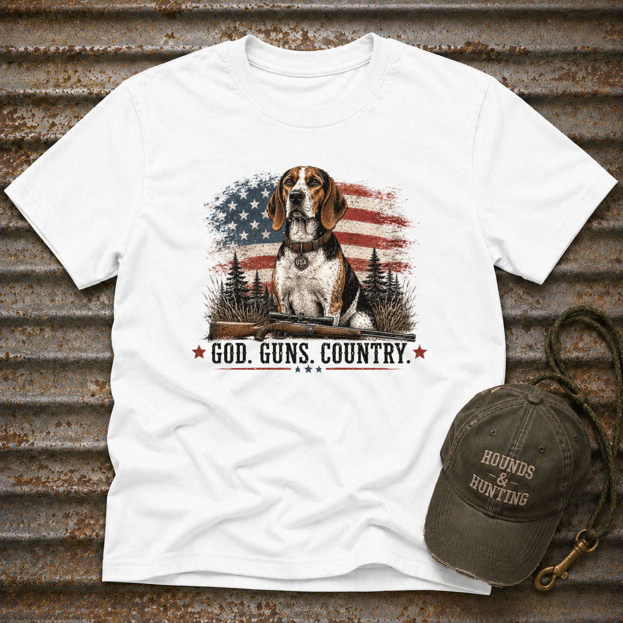 Hound God. Guns. Country T-Shirt