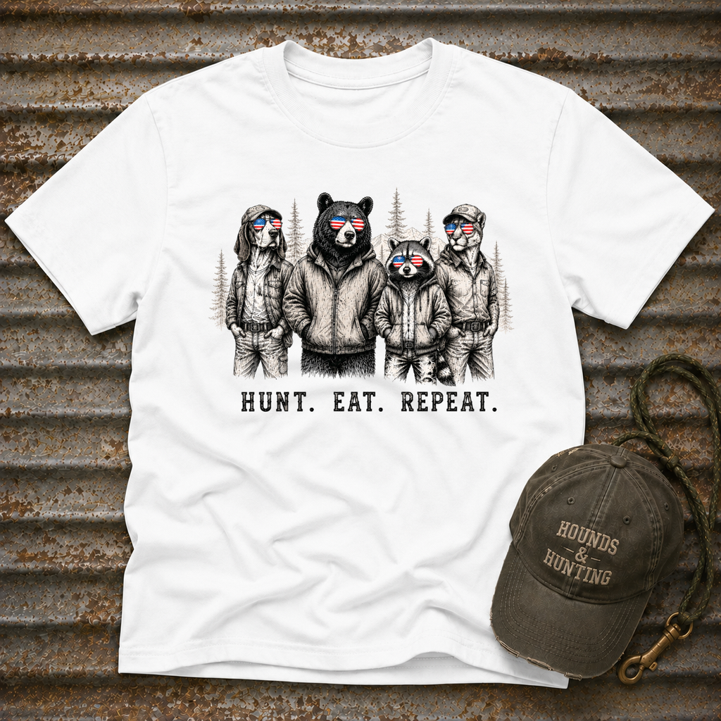 Americana Animals Hunt Eat Repeat T-Shirt